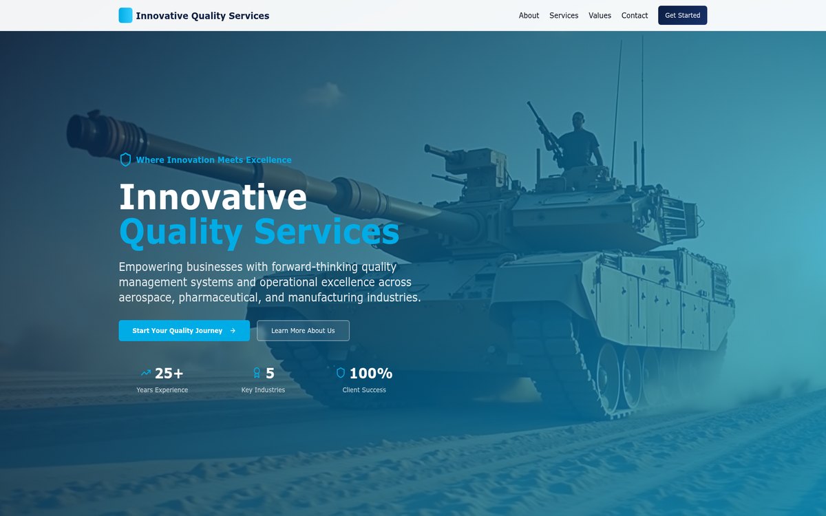 Homepage of the Innovative Quality Services website built by GrowthBellows